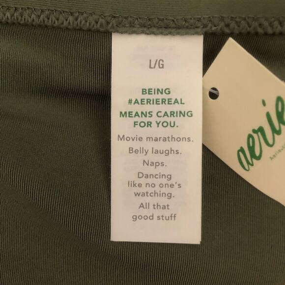 Aerie NWT Sleek Stylish Full Coverage Camouflage Green Shade Bikini Bottom Large - Picture 4 of 10